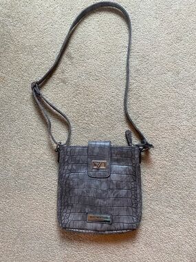 Marc New York Gray Croc-Embossed Crossbody Bag with Turn-Lock
